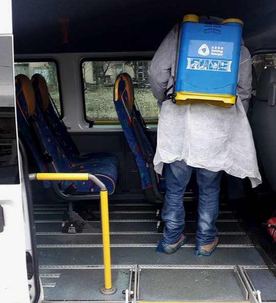 ფოთში შიდა საქალაქო სამარშრუტო ხაზებზე მომუშავე ტრანსპორტს დეზინფექცია უტარდება