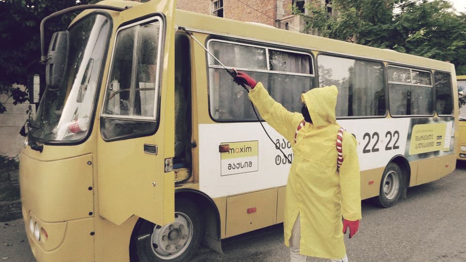 ფოთის მუნიციპალური ტრანსპორტი სადეზინფექციო ხსნარით ყოველდღე მუშავდება