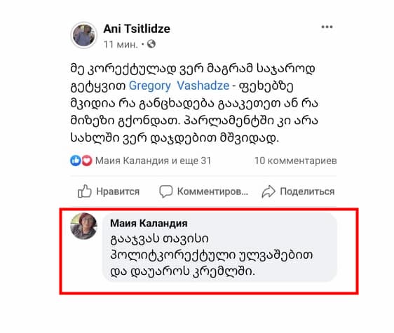 “სახლში ვერ დაჯდებით მშვიდად” “გა…ას თავისი პოლიტკორექტული ულვაშებით და დაუაროს კრემლში”- რეაქციები ვაშაძის განცხადებაზე