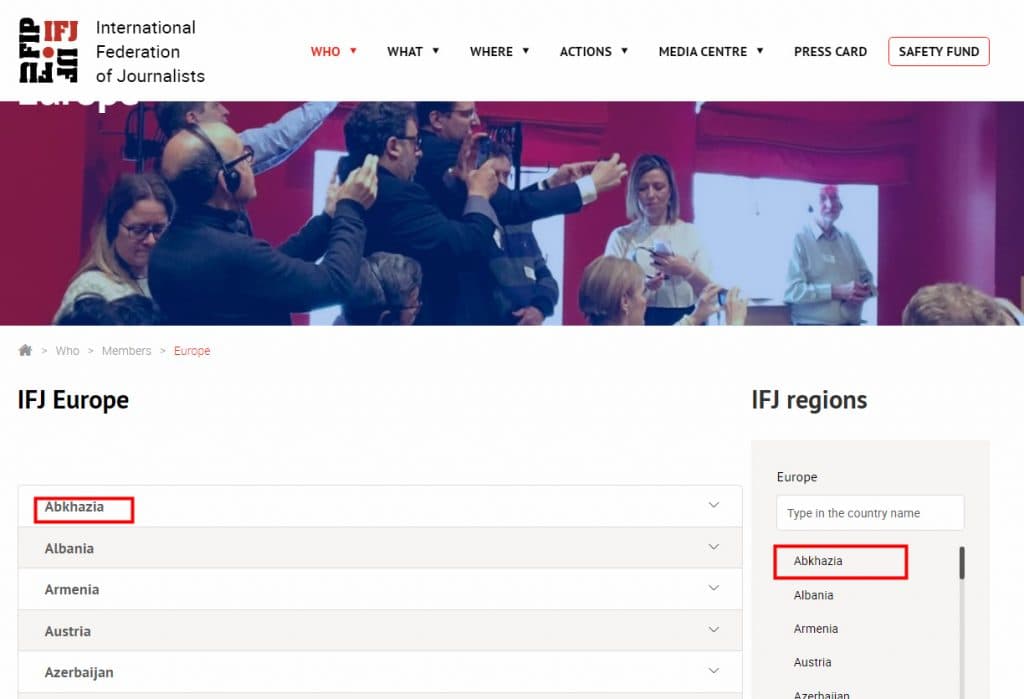 IFJ-იმ აფხაზეთი დამოუკიდებებელი ქვეყნების სიაში შეიყვანა - image 2