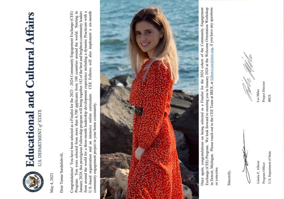 ფოთელი თამარ სარდალიშვილი ამერიკის სამოქალაქო ჩართულობის გაცვლითი პროგრამის გამარჯვებულია