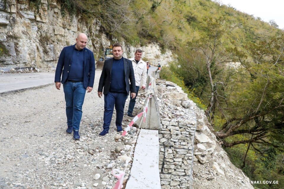 სენაკის მერი ნოქალაქევი-ლეძაძამე-დიდი ჭყონის გზაზე მიმდინარე მასტაბურ სამუშაოებს გაეცნო