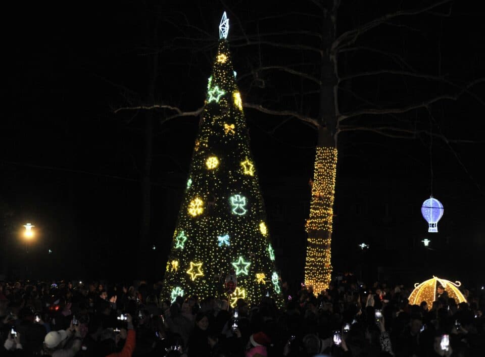 აბაშის მუნიციპალიტეტში ნაძვის ხე საზეიმოდ აინთო