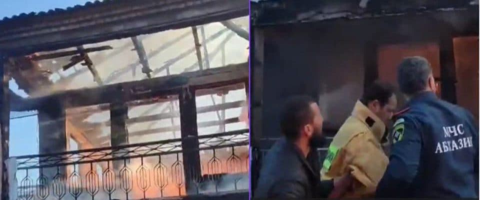 მაღალი ძაბვის ხაზის ჩამოვარდნის შედეგად აფხაზეთში სახლი დაიწვა [ვიდეო]