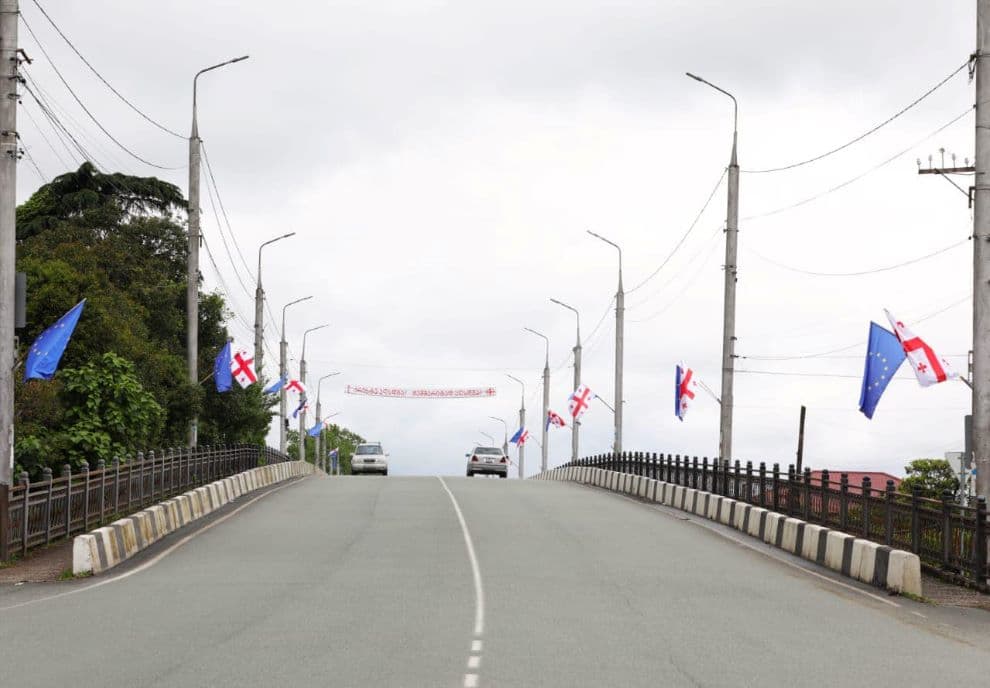 ევროკავშირის დღესთან დაკავშირებით სამეგრელო-ზემო სვანეთის მუნიციპალიტეტები საქართველოს და ევროპის დროშებით მოირთო - image 5