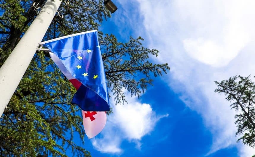 ევროკავშირის დღესთან დაკავშირებით სამეგრელო-ზემო სვანეთის მუნიციპალიტეტები საქართველოს და ევროპის დროშებით მოირთო - image 19