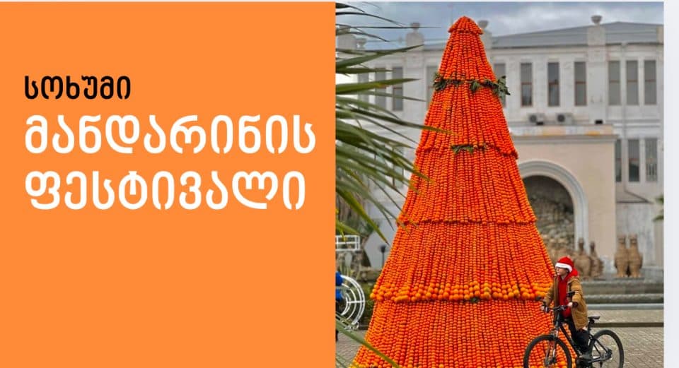 სოხუმში ციტრუსის ნაძვის ხე დაიდგა მანდარინის ფესტივალის ფარგლებში